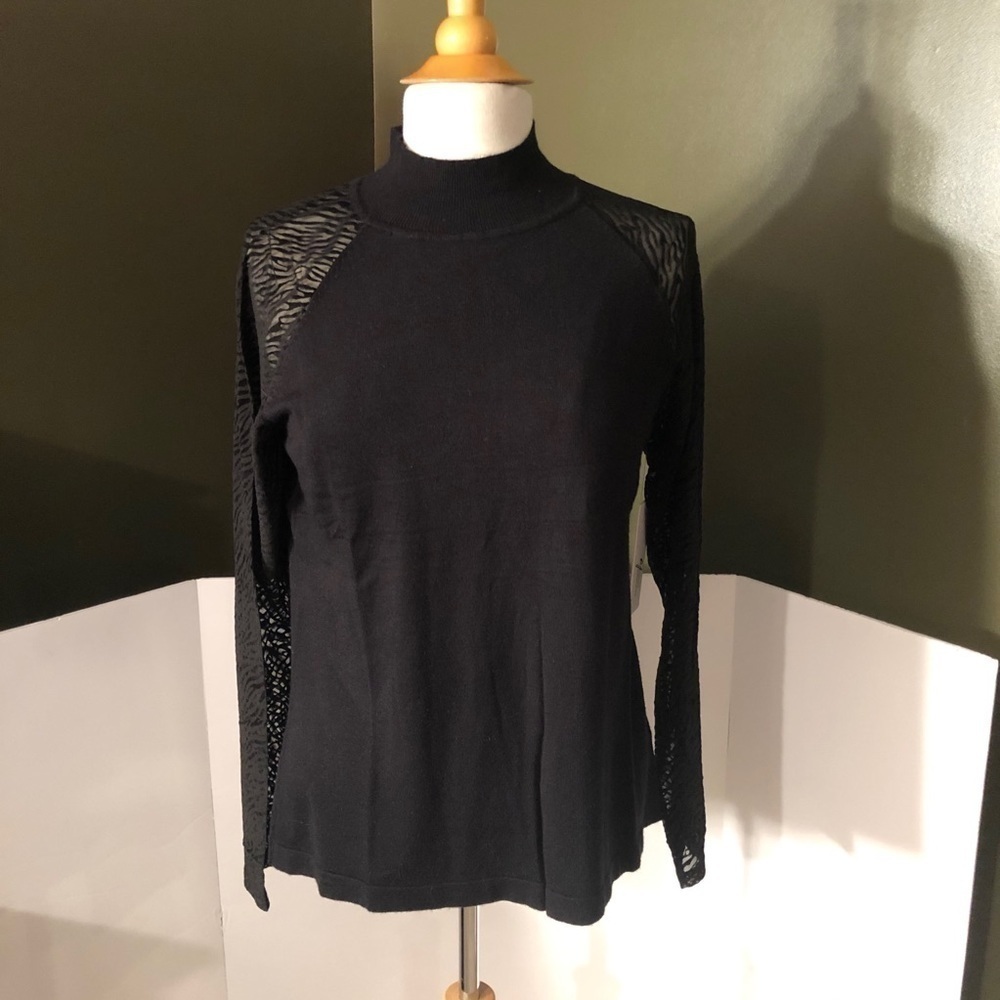 Andrea Jovine Black Zebra Long Sleeve Sweater Sz L